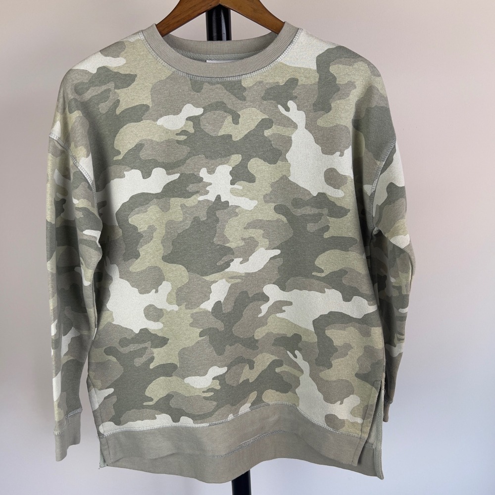 Hippie Rose Womens XS Camo Sweatshirt Crewneck Fleece Pullover High-Low Hem